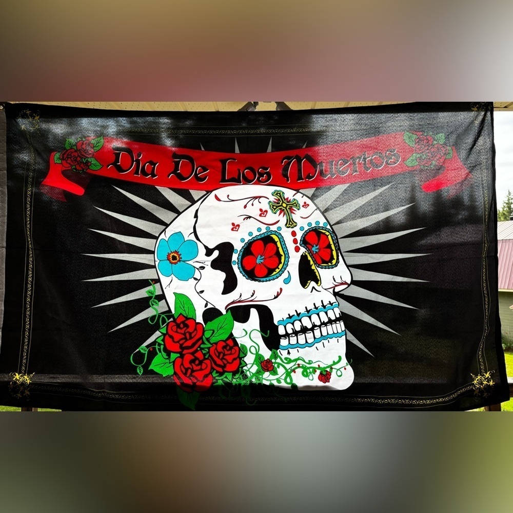Day of the dead flag/ Dia De Los Muertos
